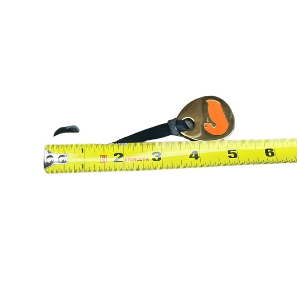 Dooney & Bourke Vintage Brass Hang Tag Purse Charm Tag Logo Blue Leather EUC - Picture 6 of 6